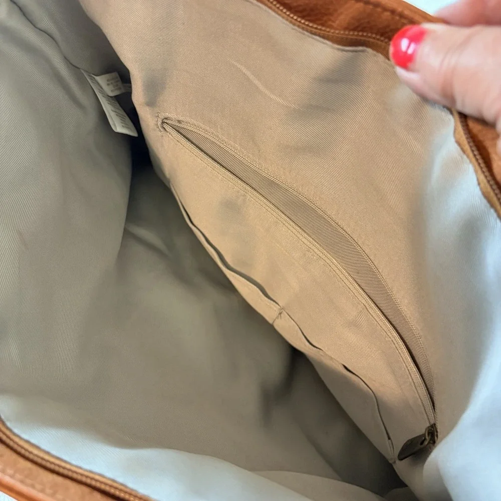 Thirty-One High Street Backpack Caramel Distressed Pebble Bag Tote Vegan Leather